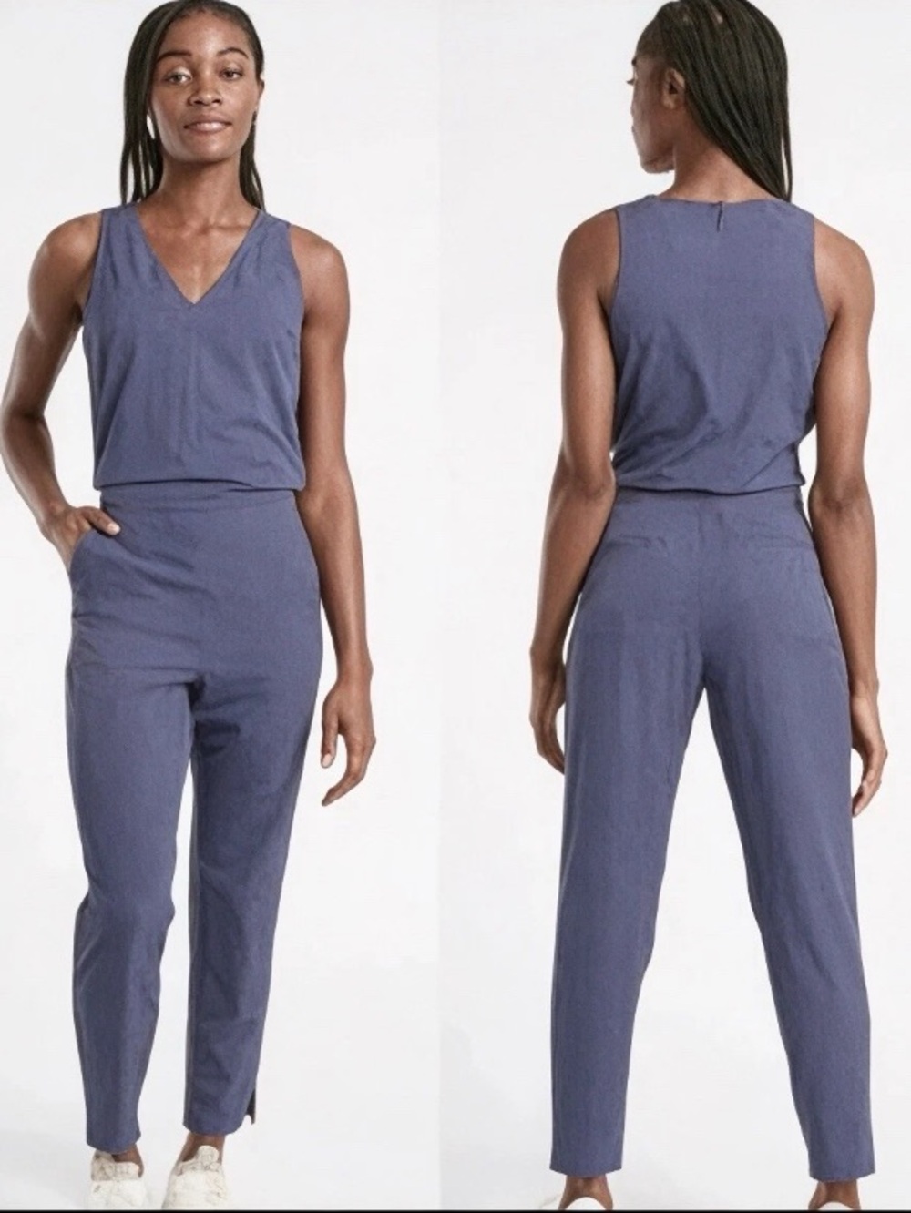 Athleta Size 4 Brooklyn Textured Jumpsuit Leopard Medieval Violet New